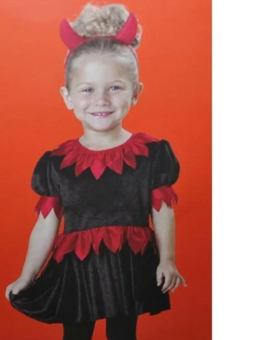 Devil Halloween Costume 12/18 mths Red Black Dress & Horn Headband Girls Toddler